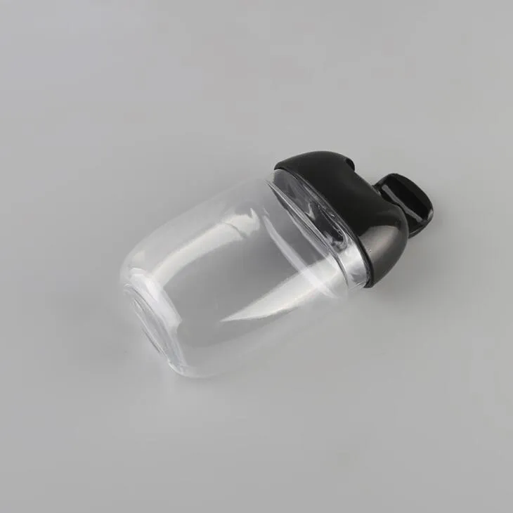 2022新しい30 ml手の消毒剤プラスチックボトルフリップボトルPetg小サンプルパックボトルポータブルフック​​Jarsポータブルキーリングクリア