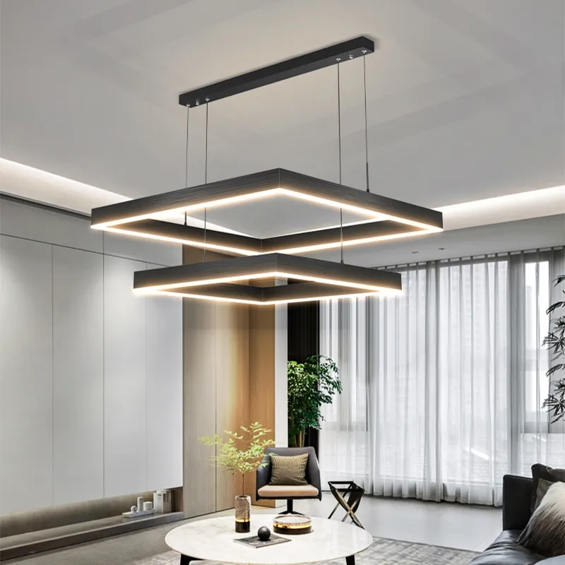 Lampadario moderno a soffitto soggiorno lampada a sospensione concisa sala da pranzo lampade nordiche quadrate luci a led