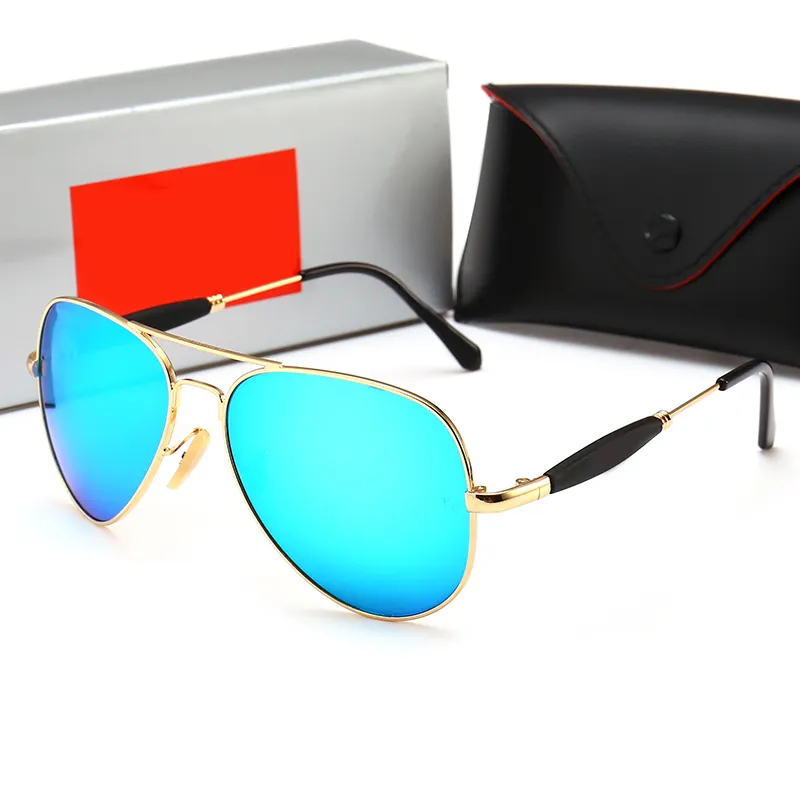 النظارات الشمسية الكلاسيكية للأزياء للنساء للنساء الصيفي ظلال المرآة العدسات الشمس الأشعة الشمس UV400 إطار معدني كامل يدفع التسوق في الهواء الطلق مصممي العلامات التجارية الرياضية