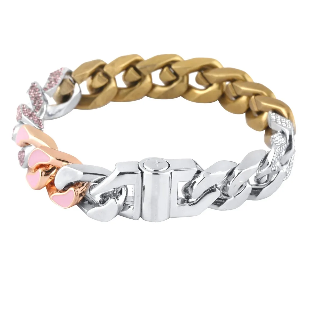 New Seven Hip Hop Style Diamant Bracelet chaînes Argent Boucle Bracelets Mode Unisexe Charme Haute Qualité En Acier Inoxydable chaîne D'approvisionnement