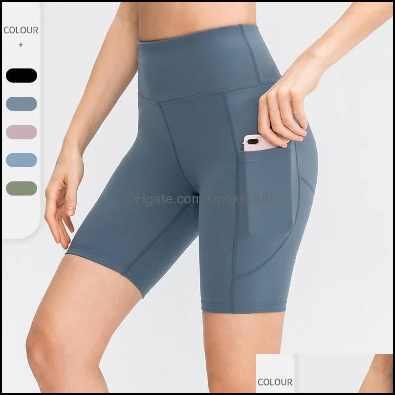 Women Gym shorts High Waist Seamless Yoga Shorts With Pocket Cycling Sports Leggings Running Workout Fitness Short Pant