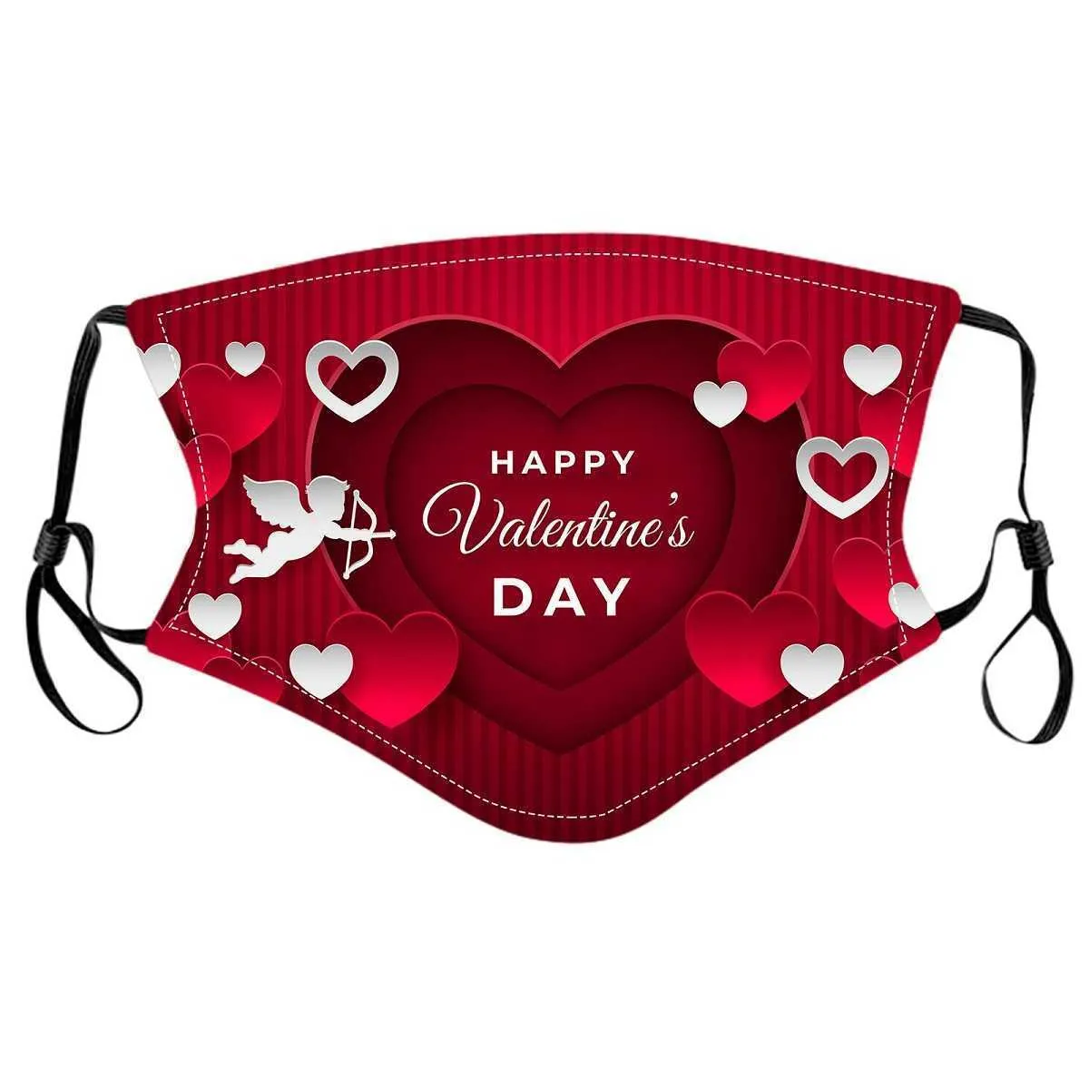 Valentine Day Customized Adult Face Masks Cotton Dustproof Prints Respirator Washable Rreusable Insert Party Masks w-00449