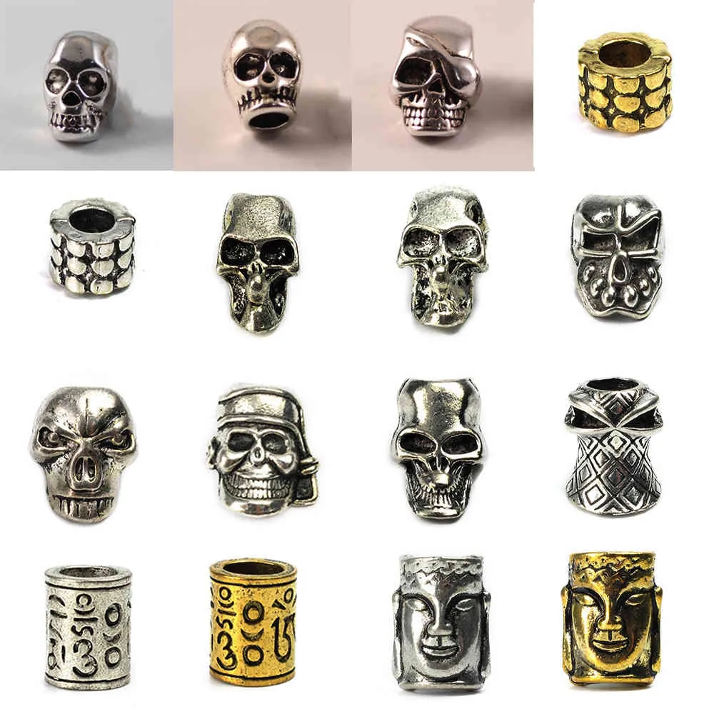 2 adet Yeni Metal Charms Kafatası Paracord Bilezik Örgülü Parçalar Boncuk DIY Kolye Toka Bıçak Boyunluklar Dekorasyon