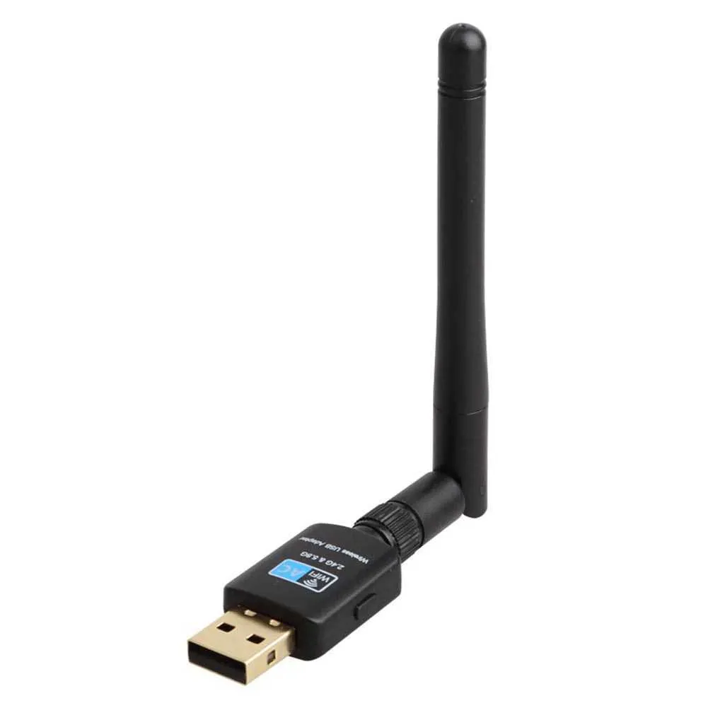 600M Dual Band Wireless Network Card 2.4GHz 5.8GHz WiFi Receiver Adapter with USB 2.0 Interface External Antenna