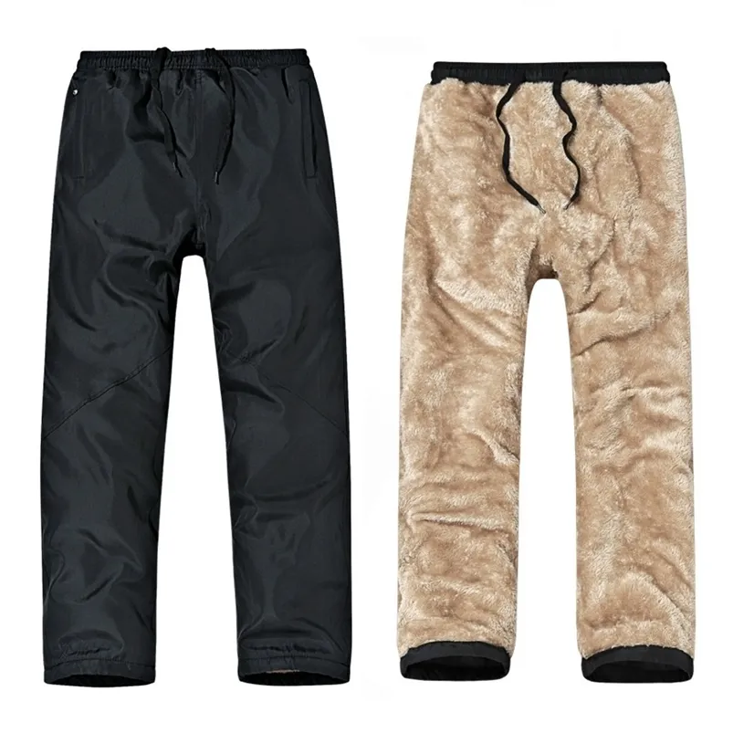 Winterhosen aus dickem Fleece für Herren halten bei kaltem Wetter warm und winddichte Hosen mit Taschen an der Seite 210715