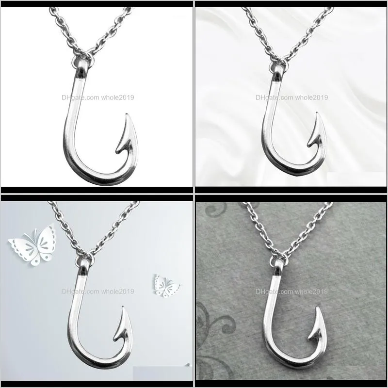 fashion fishing hook fishhook pendant chain necklace fisherman jewelry gift1