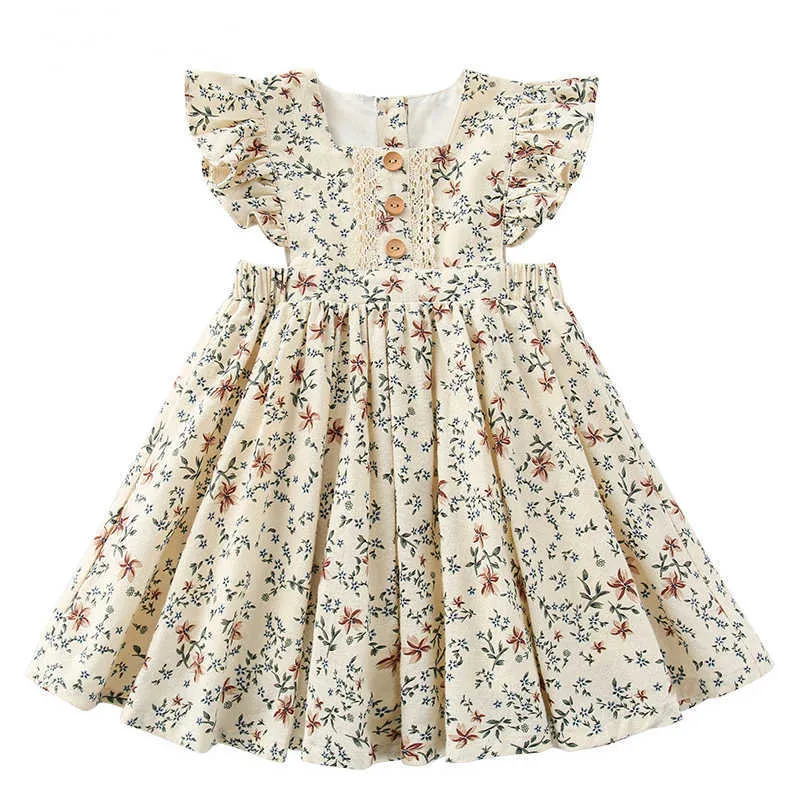 Fille robes vêtements nouveau été sans manches fleur fille vêtements enfants princesse robes printemps mode enfants vêtements Q0716