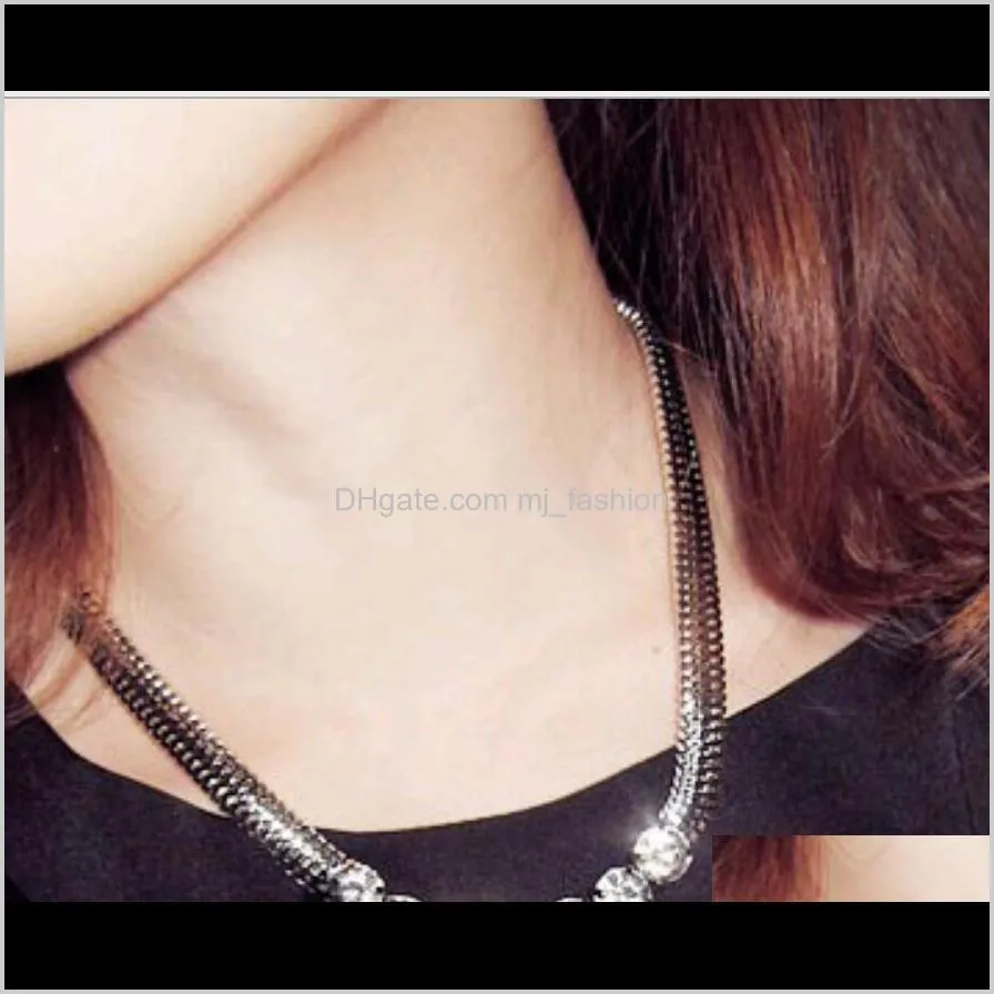 vintage retro punk style metal chunky chain for women with crystal gem ps1077