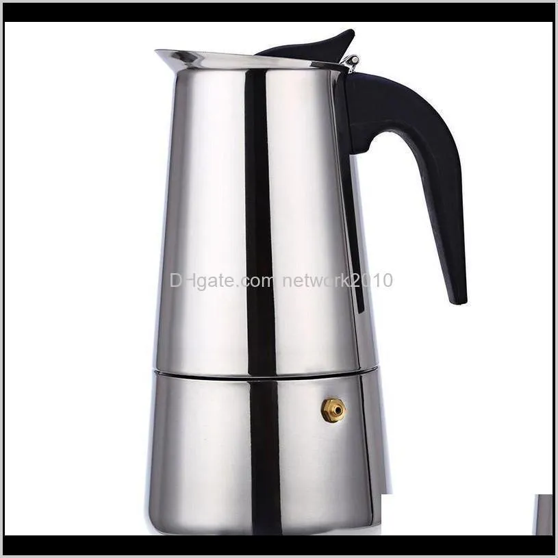 stainless steel coffee makers espresso moka pot percolator tool coffee brewer kettle 100ml/200ml/300ml/450ml stovetop coffee maker