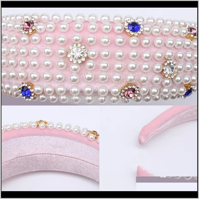 fashion crystal rhinestone velvet padded headband for women pearl cover sponge hairband hairband women hair accessories head band