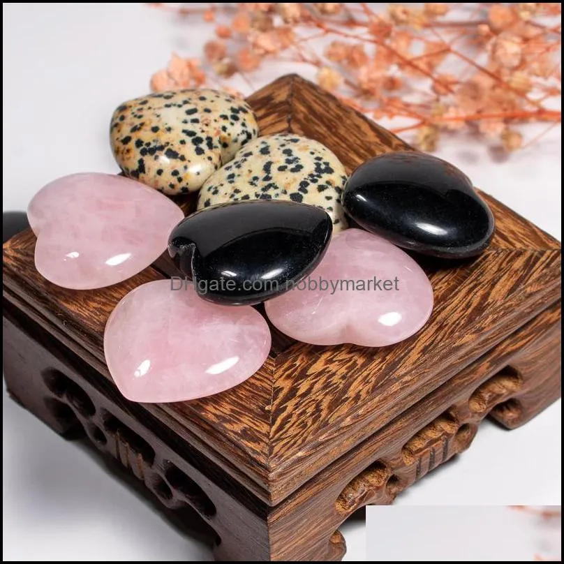 Hot High quality Love heart-shaped massage Beads Natural quartz stone non-porous DIY Jewelry making wholesale 30mm free shipping