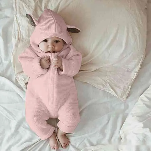 Newborn Baby Boys Spring Autumn Rompers Cute Hooded Baby Boys Girls Romper Baby Jumpsuit For Kids Boys Clothing