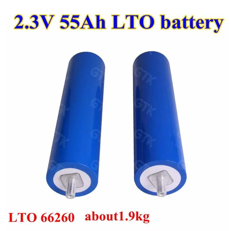 10 pz 20000 Ciclo 2.3 V 55Ah Batteria All'ossido di Titanato di Litio 2.4 V LTO Cilindrica 66260 55Ah per 36 v 24 v 12 V batteria per auto Elettrica