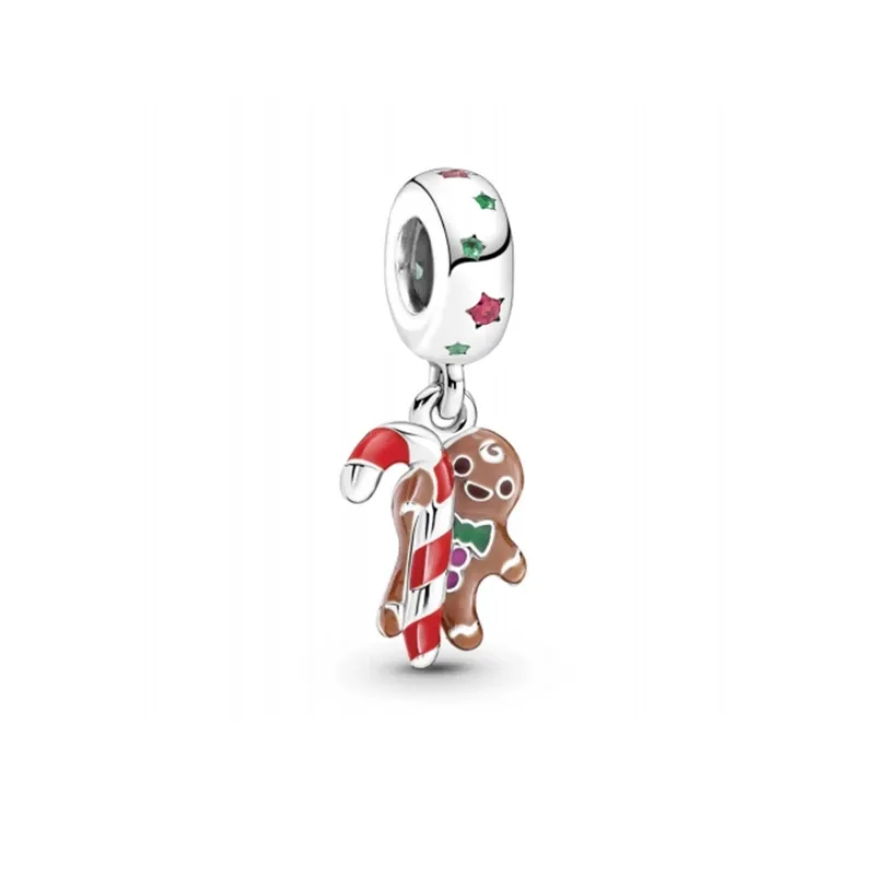 Memnon Sieraden Winter 925 Bedels S925 Sterling Zilver Gingerbread Man Dangle Charm Beads 799637C01 Fit Armbanden Ketting DIY voor Kerstmis Nieuwjaar Cadeau