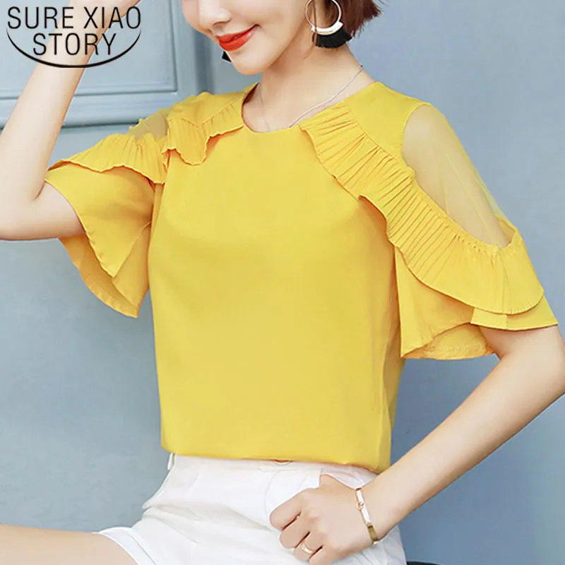 White chiffon blouse short sleeve new arrivals