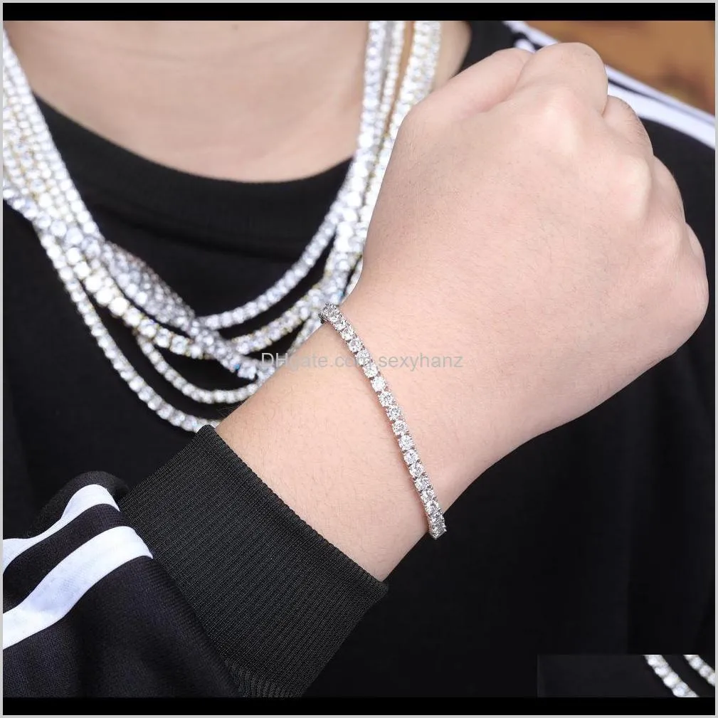 fashion one row necklace iced out crystal cuban link chain necklace popular tennis necklace hip hop jewelry