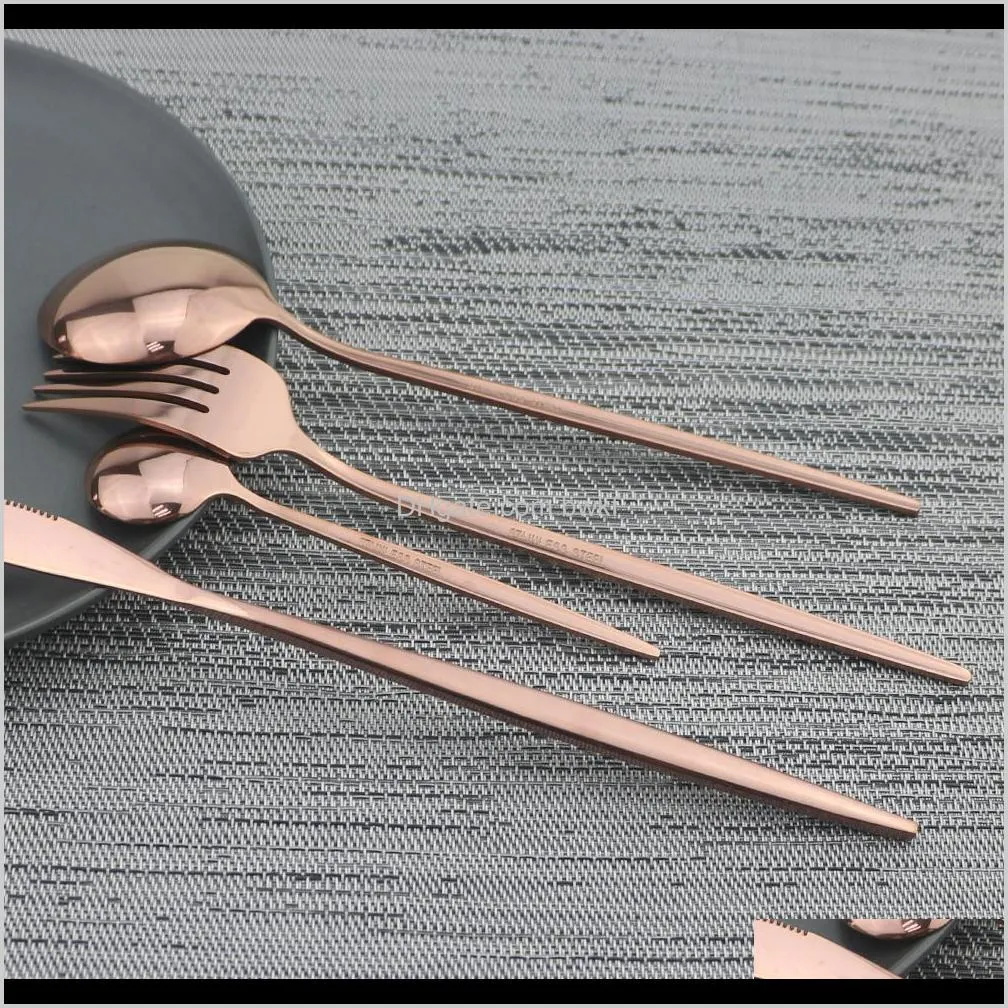 30pcs rose cutlery set 304 stainless steel dinnerware set dinnerware silverware flatware set dinner knife fork spoon des fork 201128