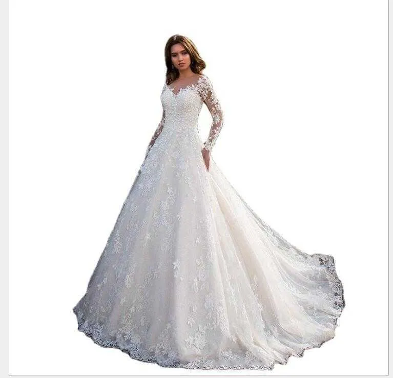 White Lace pregnancy wedding dress for Maternity Photography - V-Neck, Long Sleeves, pregnancy Prop (Q0713)
