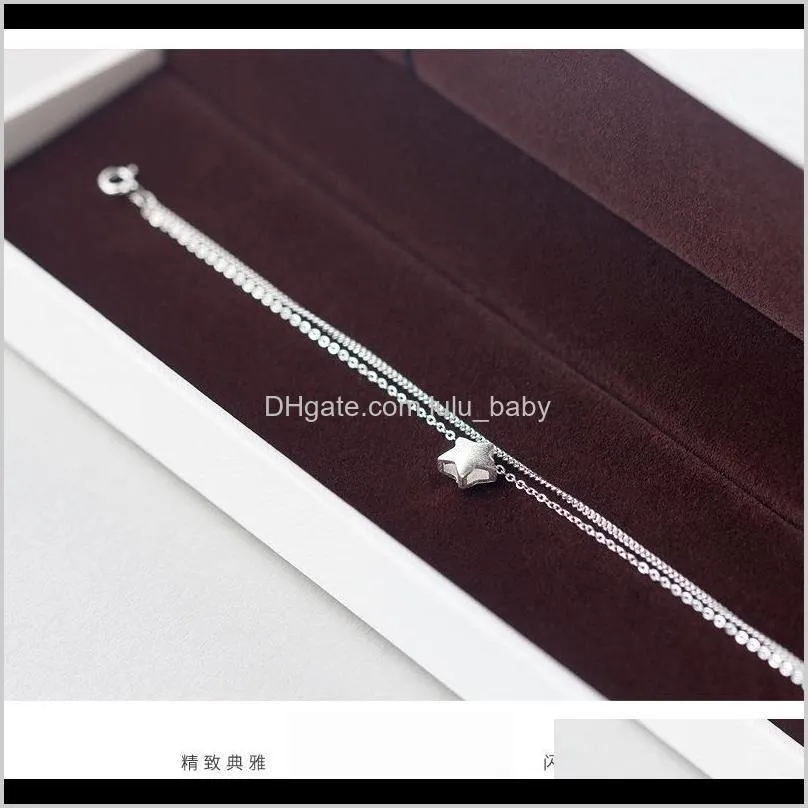 trustdavis 925 sterling silver fashion double layer star anklets for women girls lady silver 925 jewelry gift wholesale ds602 f1219