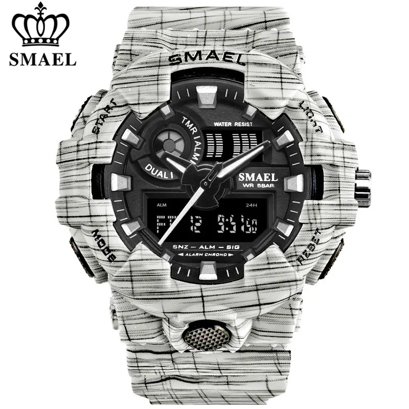 SMAEL Brand Luxury Cowboy Sport Watch Nuovi uomini Orologi militari Analog Army Digital Writwatch 8001 Orologio da uomo impermeabile Orologio X0524