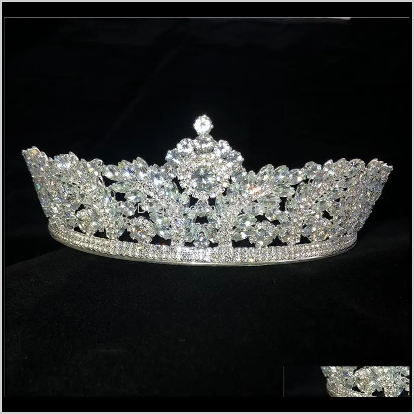 luxury crown headdress fashion exquisite zircon crystal headdress evening dress bridal wedding jewelry headband