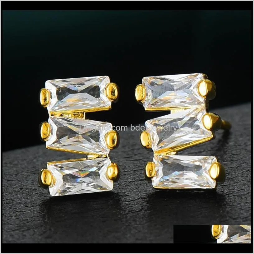 godki 18mm luxury geometry stack stud earrings for women wedding cubic zircon dubai trendy earrings boucle d`oreille femme 2021