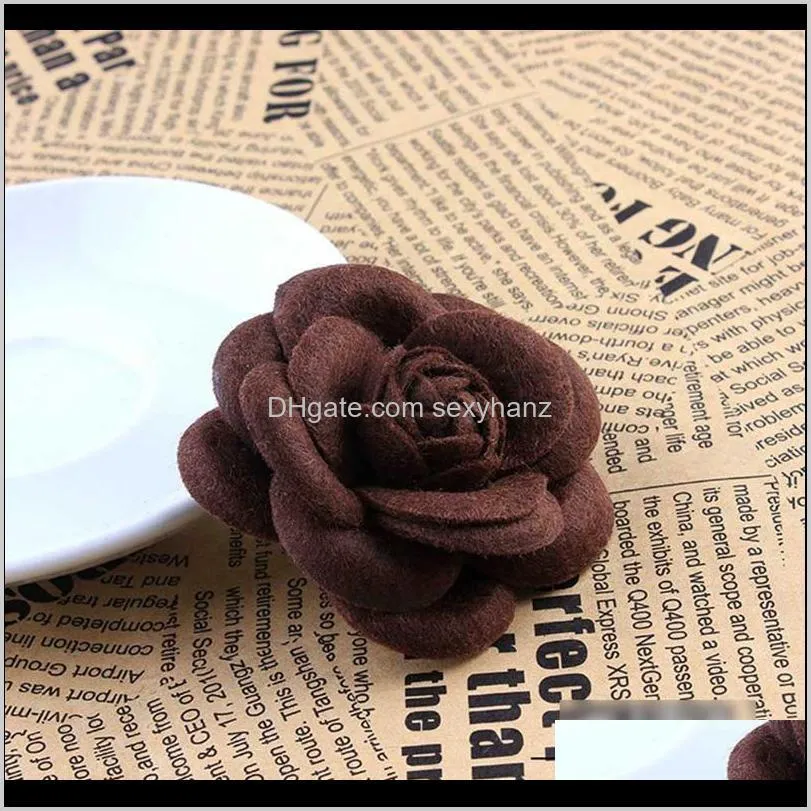 handmade fabric camellia flower brooch pin badge unisex wedding party costume jewelry clothes accessories big brooches for women