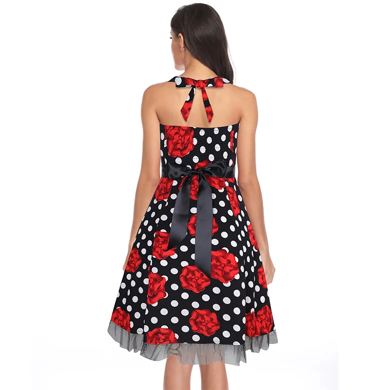 OTEN Womens Vintage Halter Polka Dot Dress 1950s Floral Summer Halloween  Retro Rockabilly Cocktail Swing Lace Tea Dress 4XL from Dhgate Basic &  Casual Dresses - price 40.19