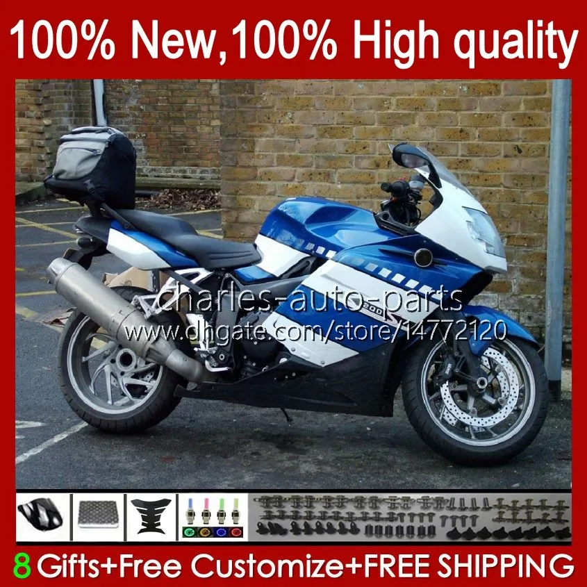 Bodys + Tain Cover для BMW K1200 K 1200 S 1200S K1200S 05 06 07 08 09 10 Codework 28no.4 K-1200S 2005 2006 2007 200 200 200 200 201 2010 2010 K1200-S 05-10 Обтекировка мотоциклов Синяя завод