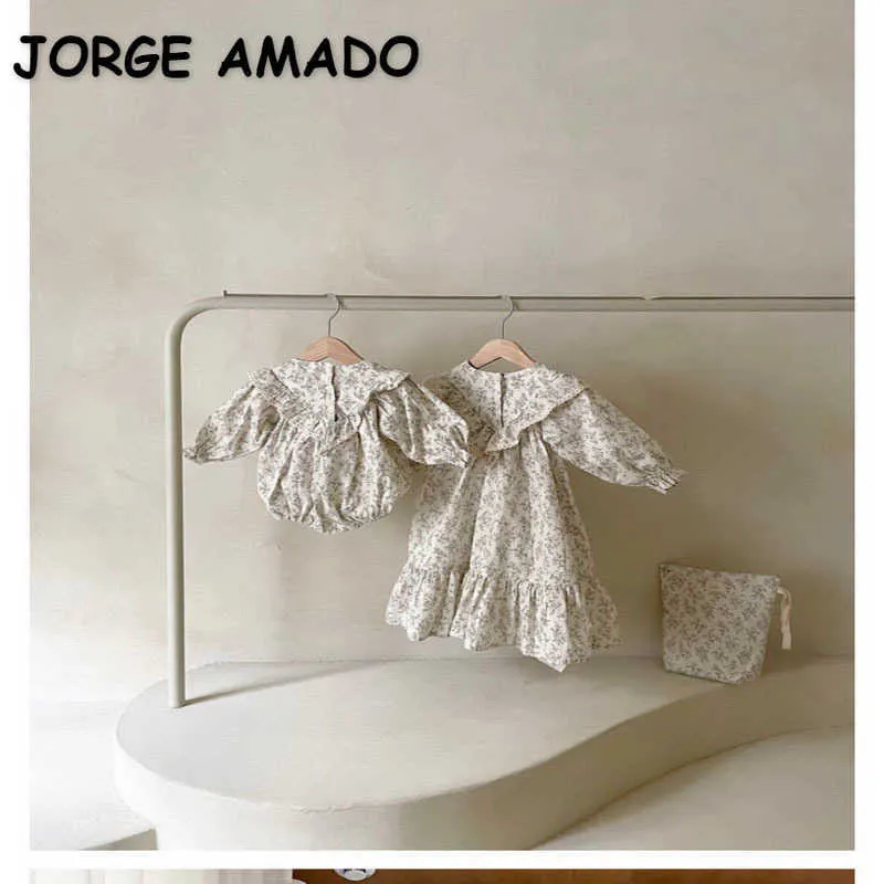 Conjuntos a juego de la familia de primavera Vestido de mono floral Trajes de madre e hija E1102 210610