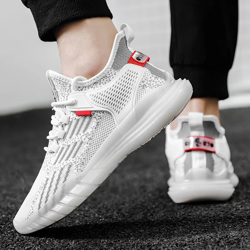 Top Quality Arrival Men Womens Sports Running Shoes Newest Knit Breathable Runners White Outdoor Tennis Sneakers SIZE 39-44 WY13-G01