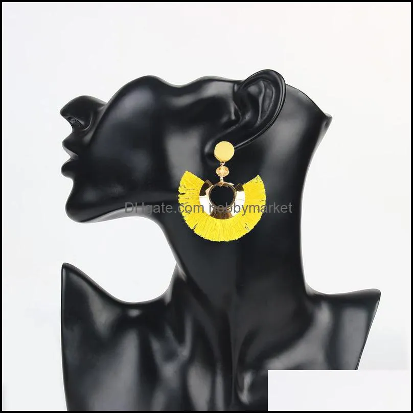 Hyperbolic Bohemian fan shaped Tassel Dangle Earrings For Women vintage fringe sector statement Drop Earring New Female Boho Jewelry