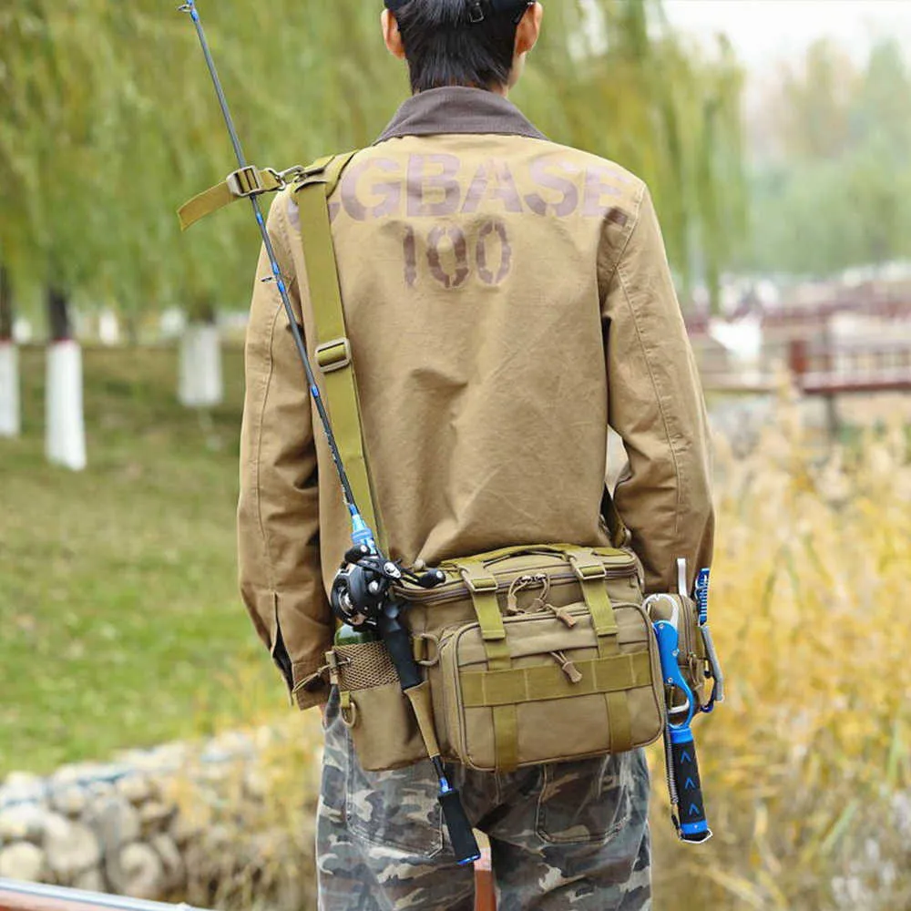 Men's Tactical Sling Shoulder Bag Waist Bags Military Fishing Shoulder Sling Climbing Hiking Camping Mochila Outdoor Pack XA311D Y0721