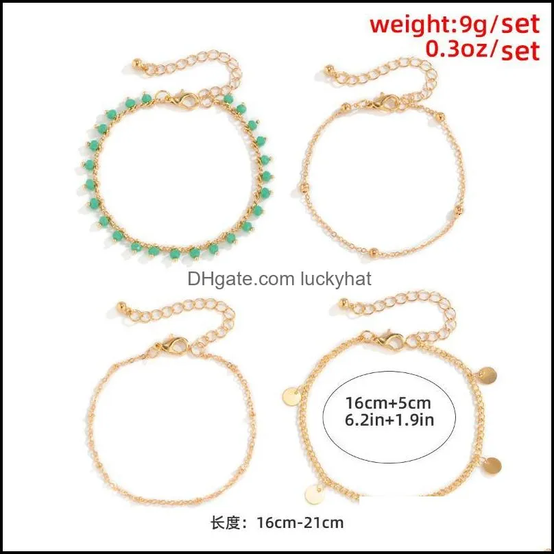 Link, Chain 2021 Bohemia Simple Crystal Handmade Copper Beads Thin Bracelets Hand Kpop Fashion Bangles For Women Couple
