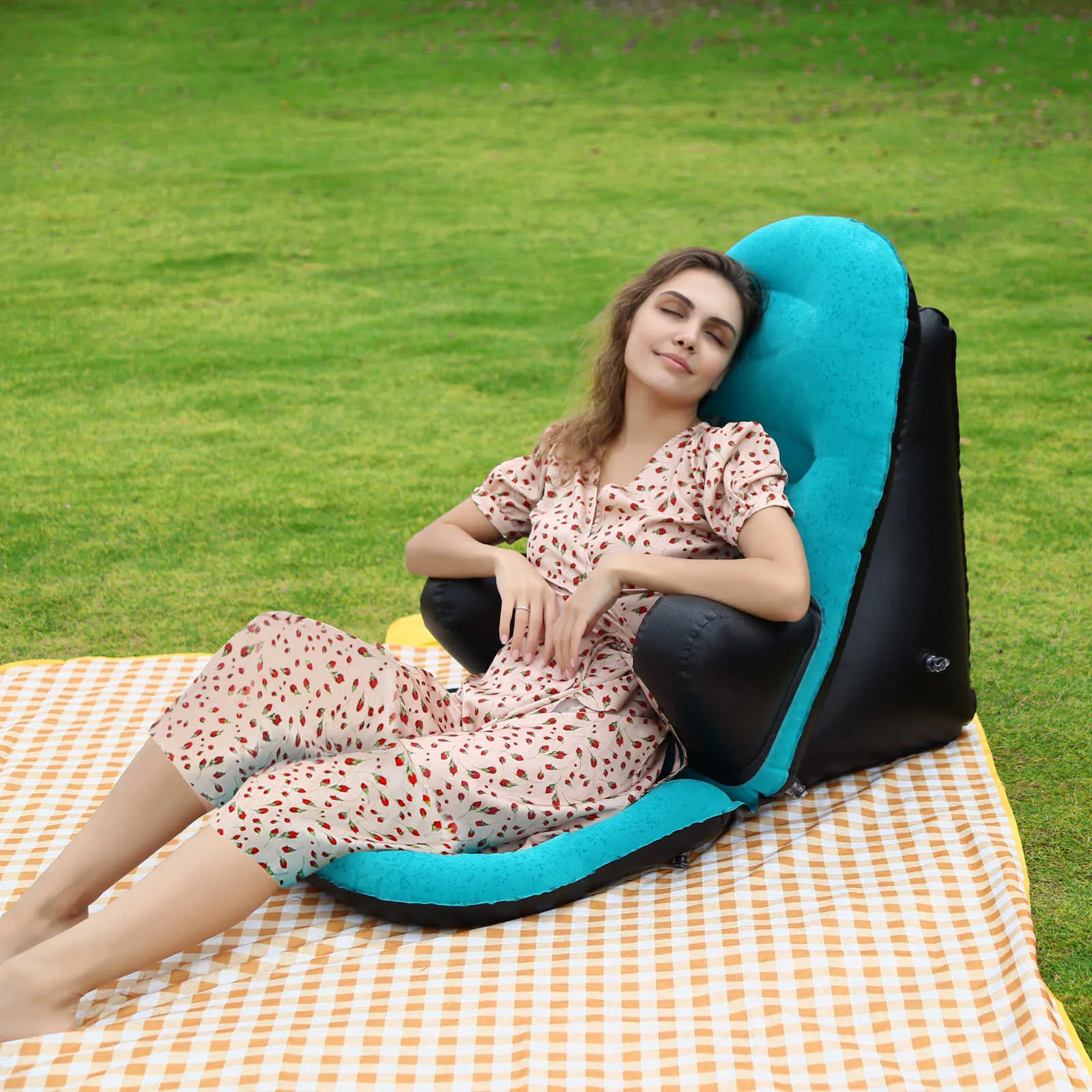 Sedia da campeggio Picnic da spiaggia Divano gonfiabile Pigro Ultraleggero Giù Sacco a pelo Letto gonfiabile Divano gonfiabile Lettino Mobili da giardino Y0706