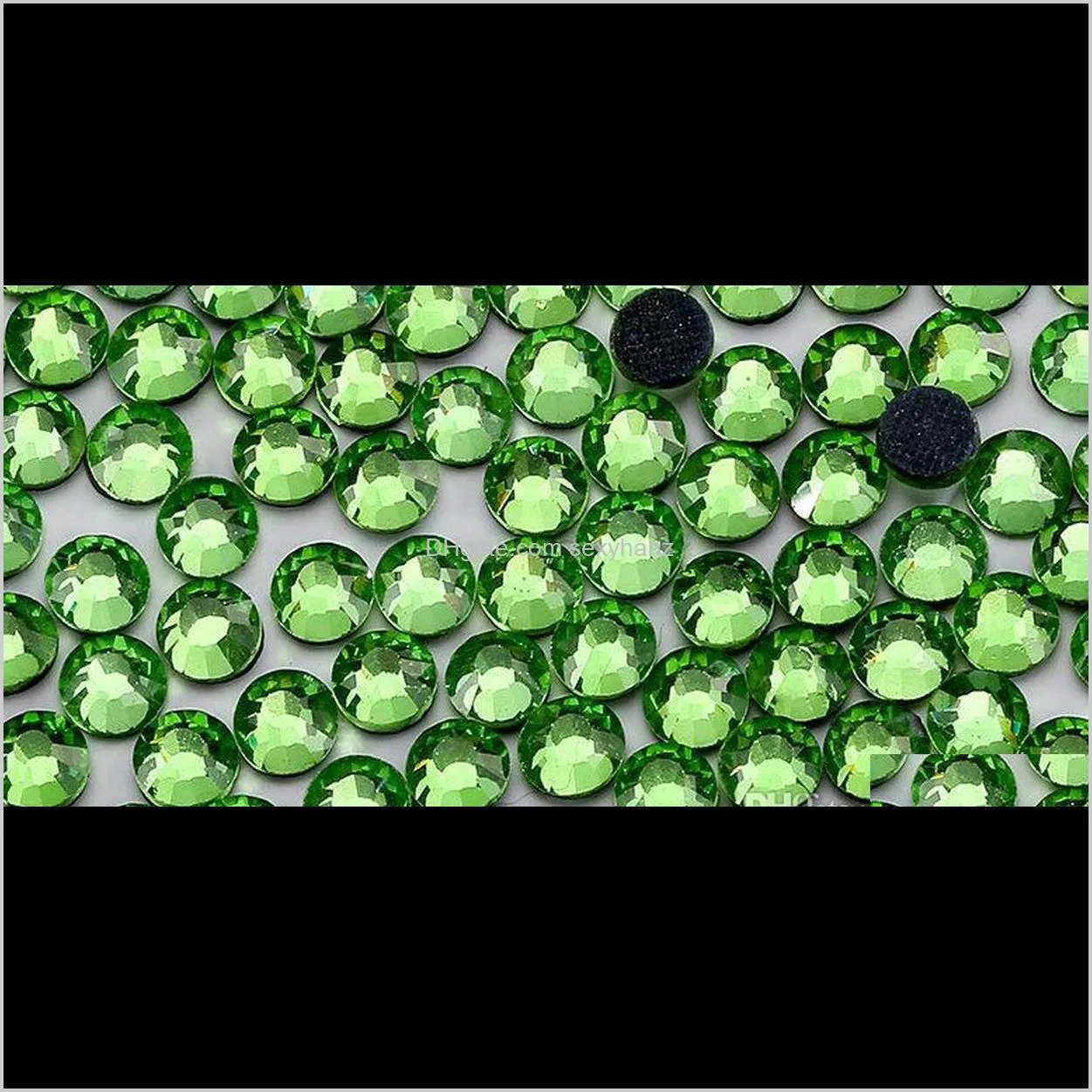 small bag flatback shiny glass fruit green heat transfer peridot iron on rhinestones