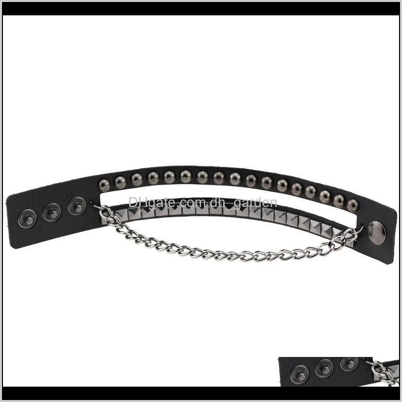 fashion men bracelets jewelry punk multilayers rock spikes rivet chains bracelet gothic wide cuff leather bangle1