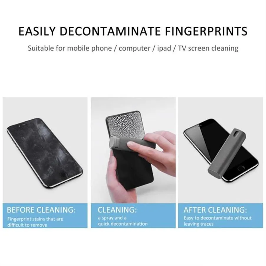 New Portable Tablet Mobile PC Screen Cleaner Microfiber Cloth Set Cleaning Artifact Storage 2 In 1 in stock a53 a02