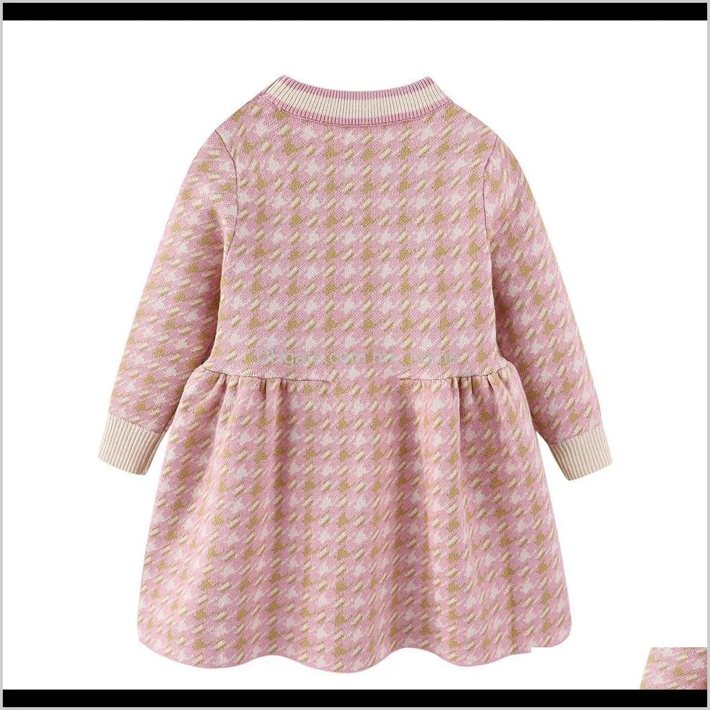 mudkingdom toddler girls houndstooth sweater dress pullover knit baby clothes sweater dress for girl 201126