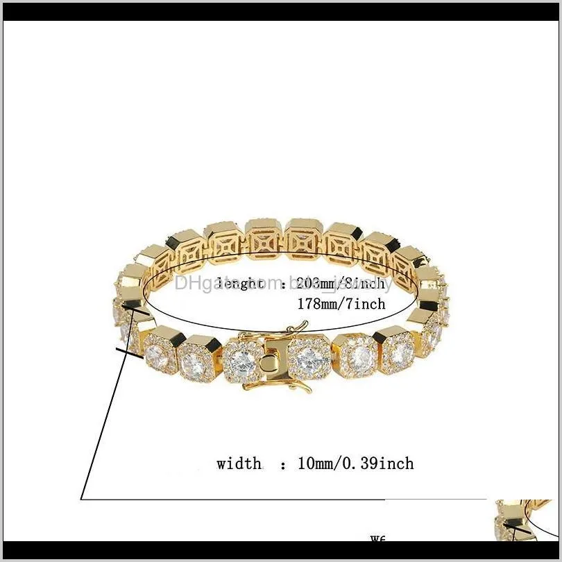 luxury designer hip hop jewelry mens bracelets diamond tennis bracelet bling bangle iced out chains hiphop charms rapper gold silver