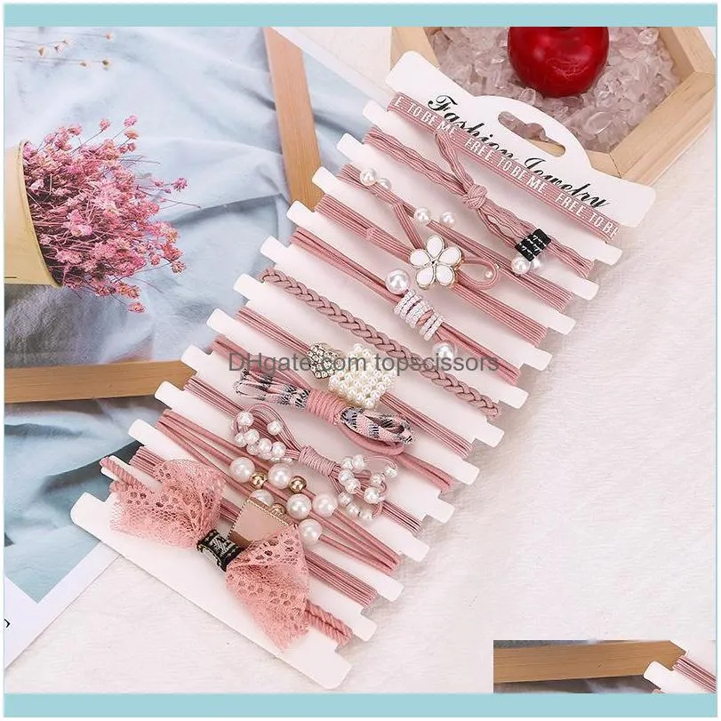 Pieces/12 Pieces Set Pearl Hair Tie Elastic Band Made Of Rubber Bands Bows 2021 Korean Accessories Girls1