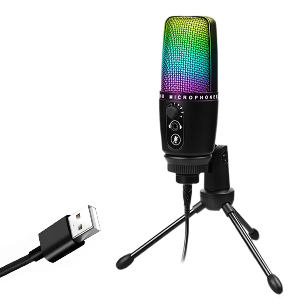 ME3 USB Microphone Stand Gaming Live Streaming RGB Light Condenser Type-C Профессиональный немой для записи компьютерного чата