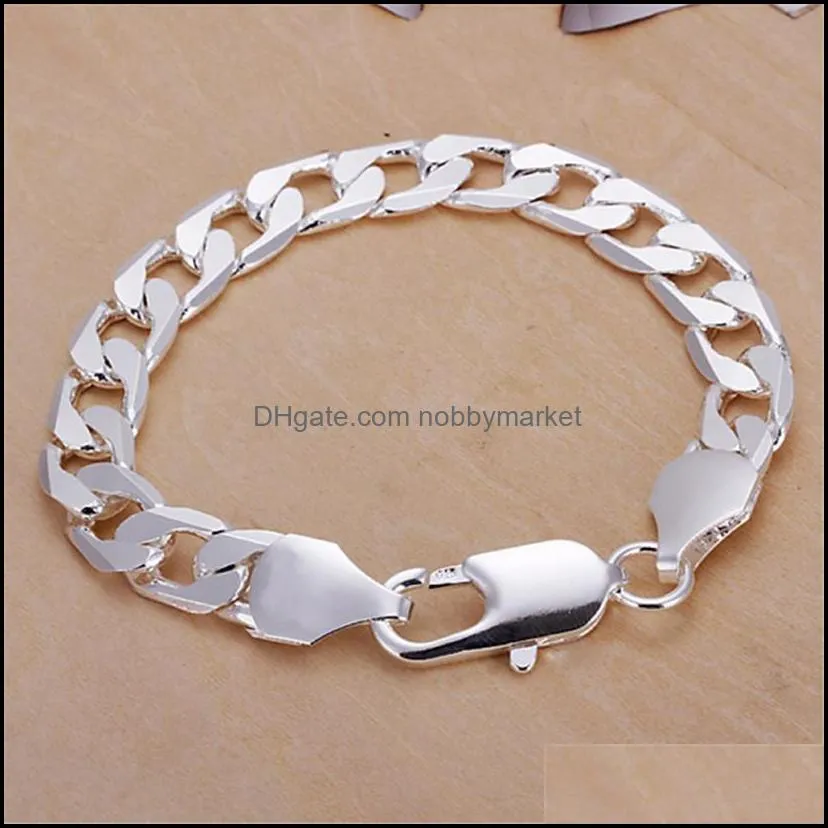 Classic 4mm flat MEN bracelet silver color bracelets new high quality fashion jewelry Christmas gifts
