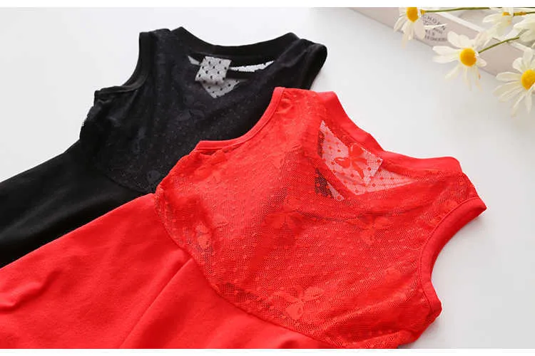  Summer 2-10 Years Children Party Prom V Neck Cute Backless Lace Solid Color Kids Sundress Tank Dresses For Girls 6 Years (11)