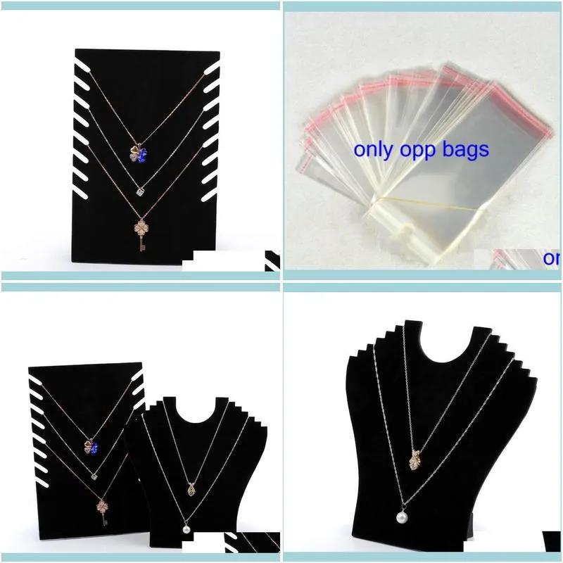 Jewelry Necklace Chain Display Stand Cardboard Black Velvet Elegant Foldable Jewellery Displays For Shop Shelf Boutique Kiosk Crafts