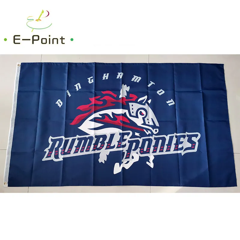 Milb Binghamton Rumble Ponies Flag 3*5ft (90cm*150cm) Decoração de bandeira de poliéster Flying Home Garden Gift Gifts