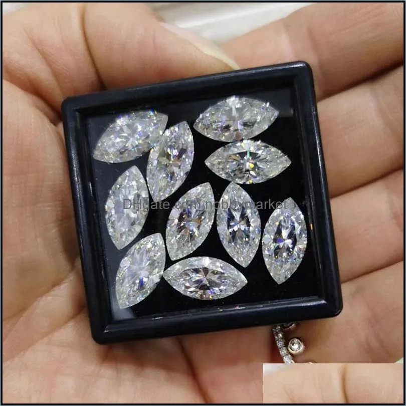 LOTUSMAPLE 0.1CT - 3CT loose moissanite marquise cut diamond real D color FL clarity olive shape certified stone each one equal to 0.5CT or more give a free GRA