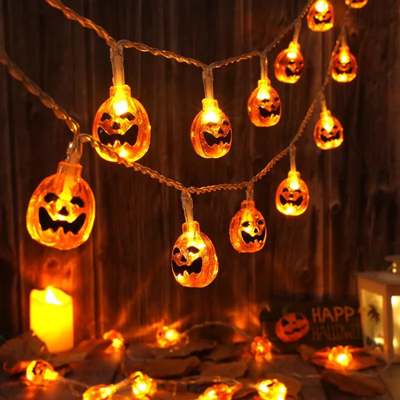 Cuerdas 20 / 40LED Calabaza de Halloween Hadas Luces de cadena de hadas al aire libre DIY Scary Garland Lámparas Street Garden Decor
