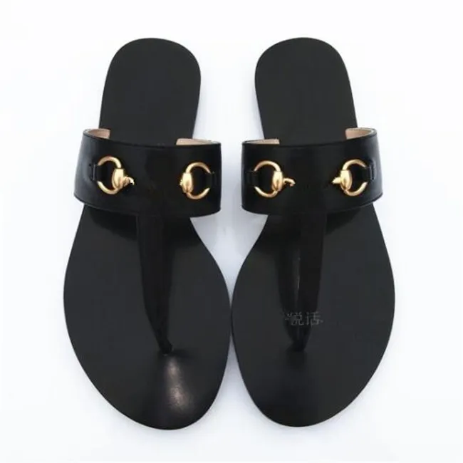 Nova chegada sandálias de couro genuíno verão sapatos femininos moda plana flip flops designer slide chinelo tamanho 36-42