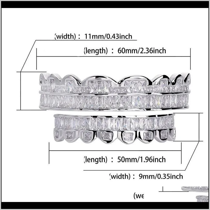 new plated hip hop teeth grillz top & bottom grills set with silicone real shiny grill sets bling a+++ cubic zircon